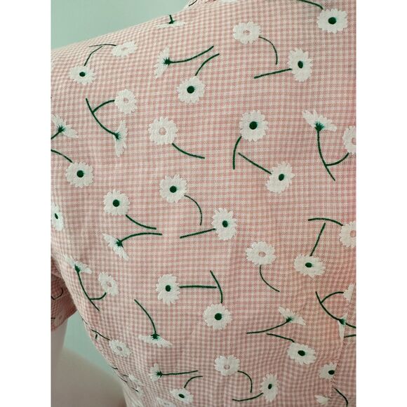 Modcloth Daytime Dynamo Pink Floral Daisy Shirt Dress Casual Gingham Sundress 4 - Picture 11 of 13